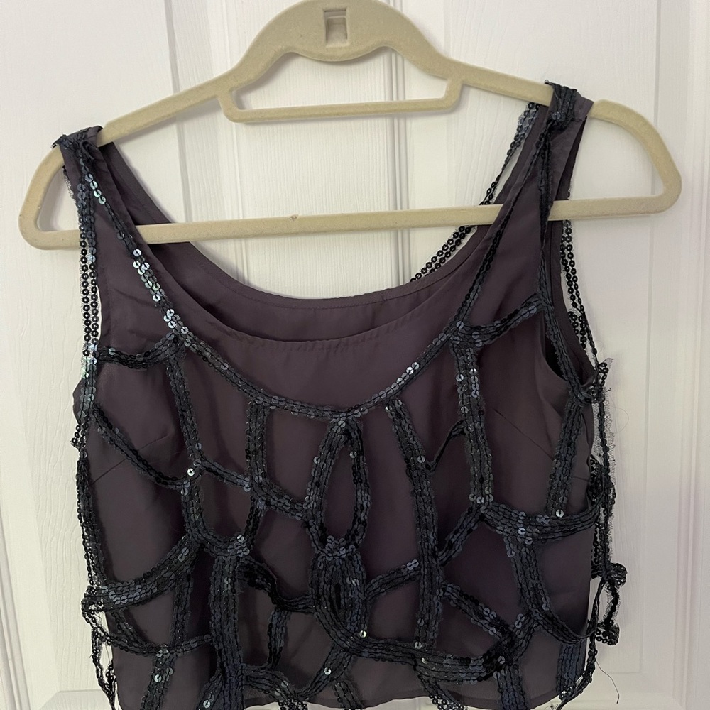 Gray Sequin Cropped Top - image 3